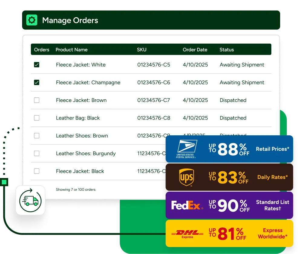 manage shipping orders with discounted carrier rates